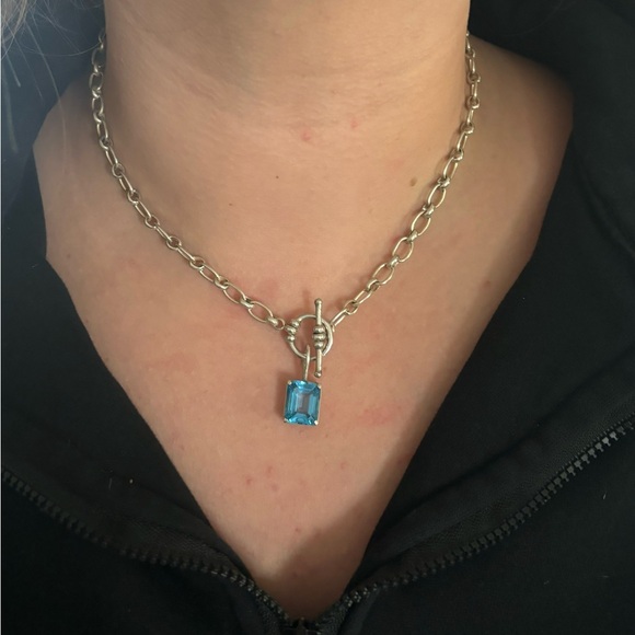Red Envelope Blue Topaz 18’ toggle necklace. - Picture 10 of 10